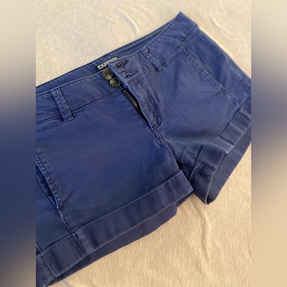 Express - Navy Cuffed Cotton-Blend Shorts